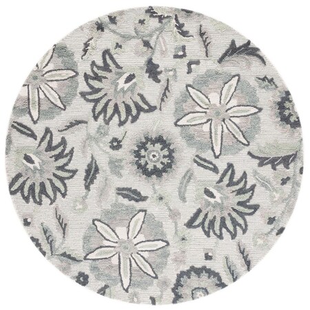 Safavieh 6 x 6 ft. Blossom Bohemian Hand Tufted Round Rug; Ivory & Blue BLM175A-6R